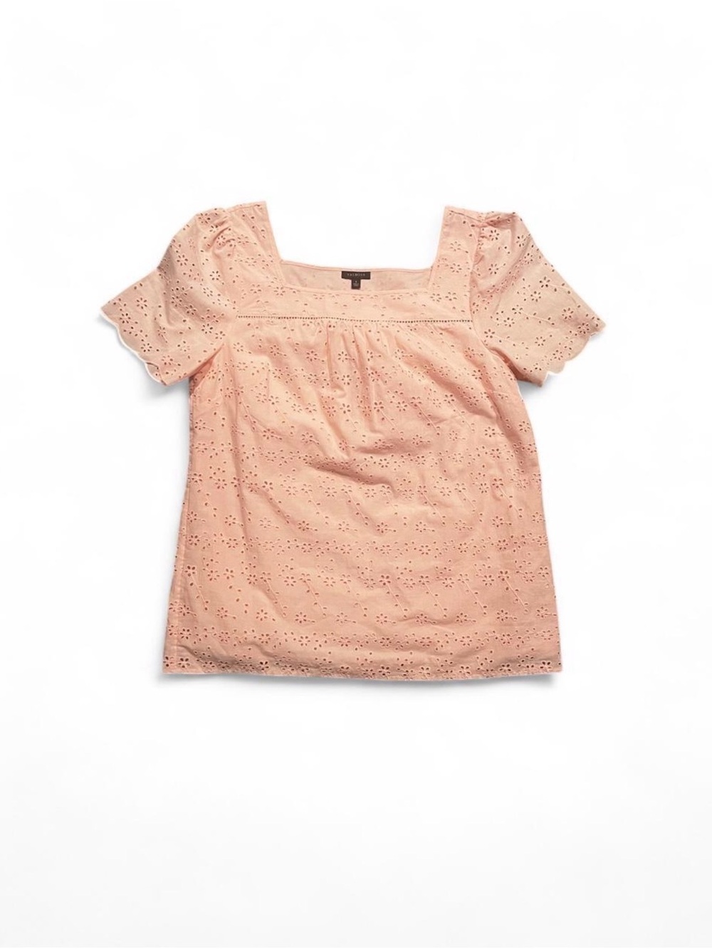 Talbots Peach Eyelet Square-Neck Blouse